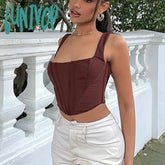 Lunivop High Quality Sexy Corset Summer Crop Top New Arrivals Y2K White Lined Women Tops Cropped